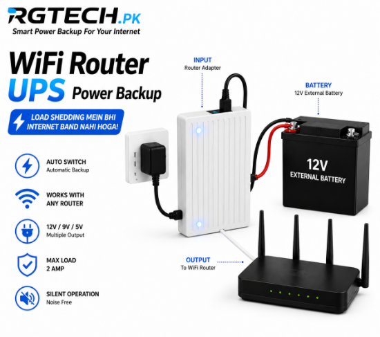 Picture of RGTECH.PK External Battery WiFi Router UPS – 12V Output